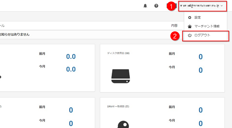 管理画面右上メニューキャプチャ