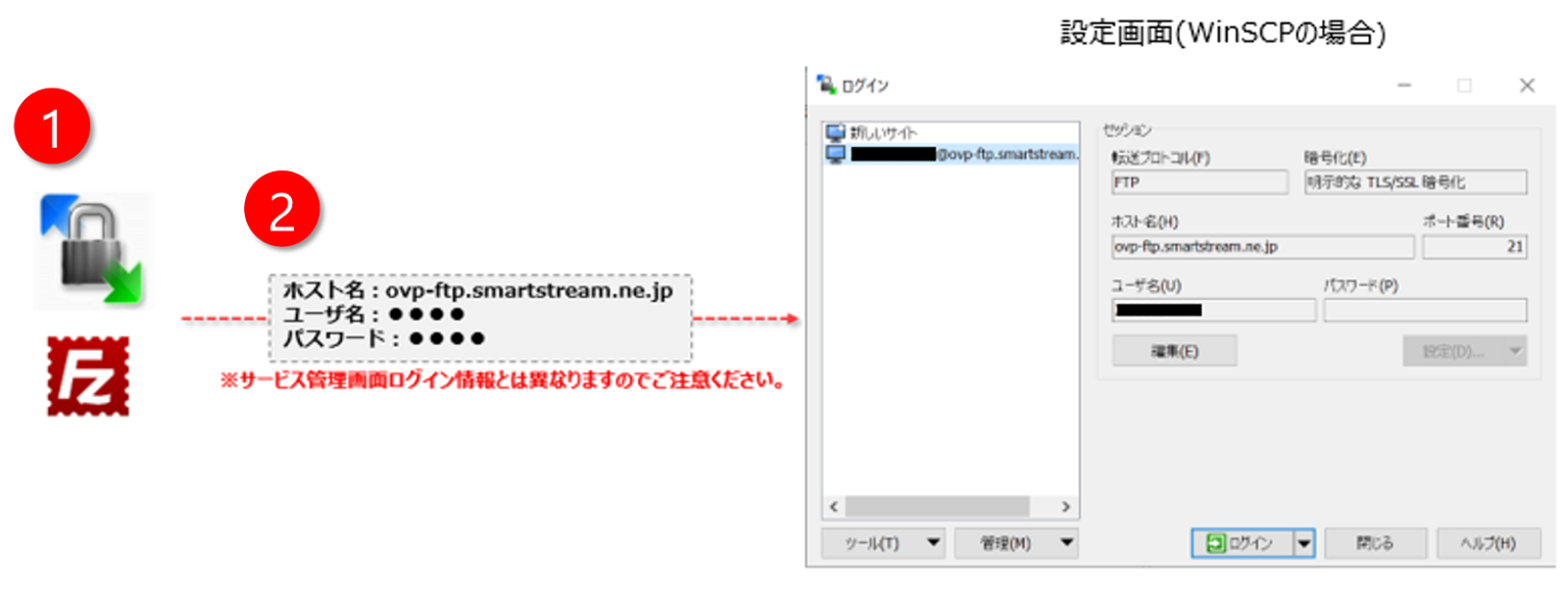FTPソフト画面キャプチャ